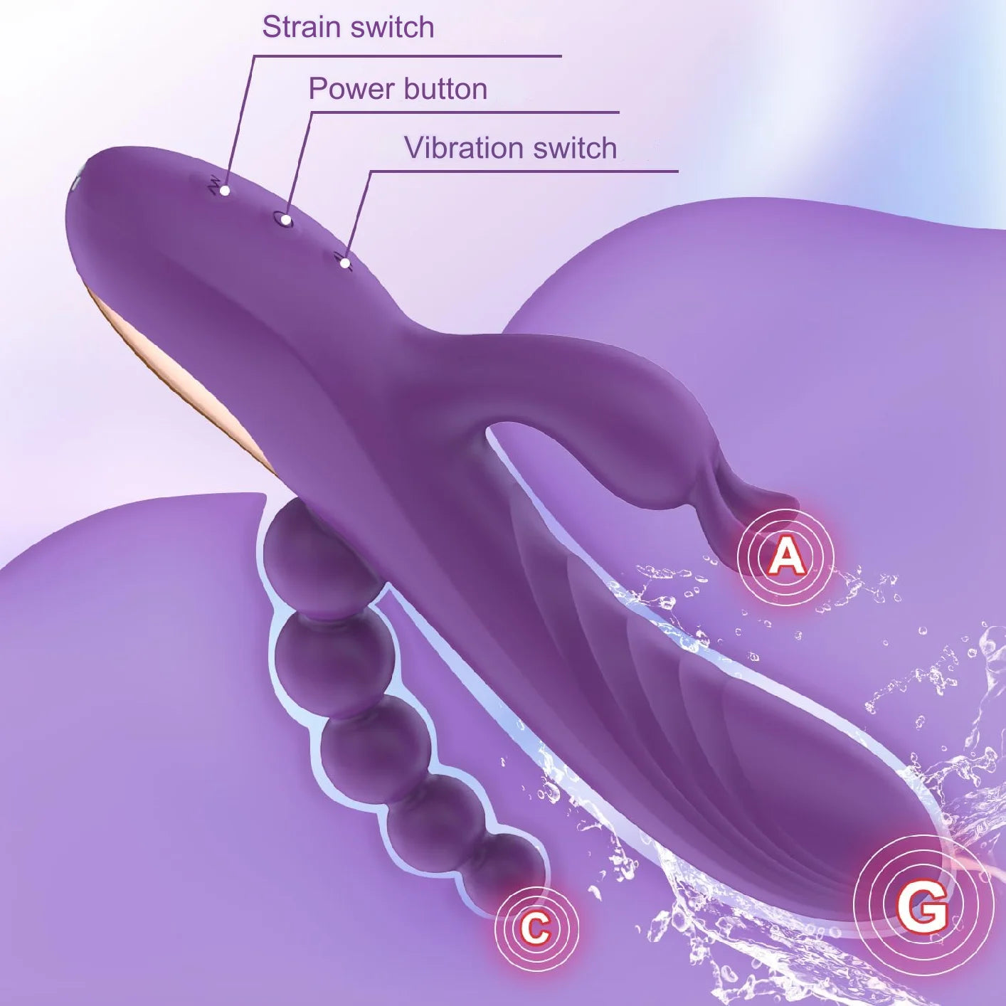 Vibrador 3 en 1 | Punto G, Clítoris y Anal | 10 Modos | Silicona Médica