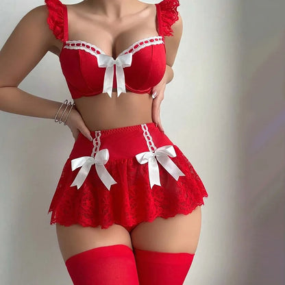 Conjunto de Lencería Sexy — Sujetador de Encaje con Minifalda