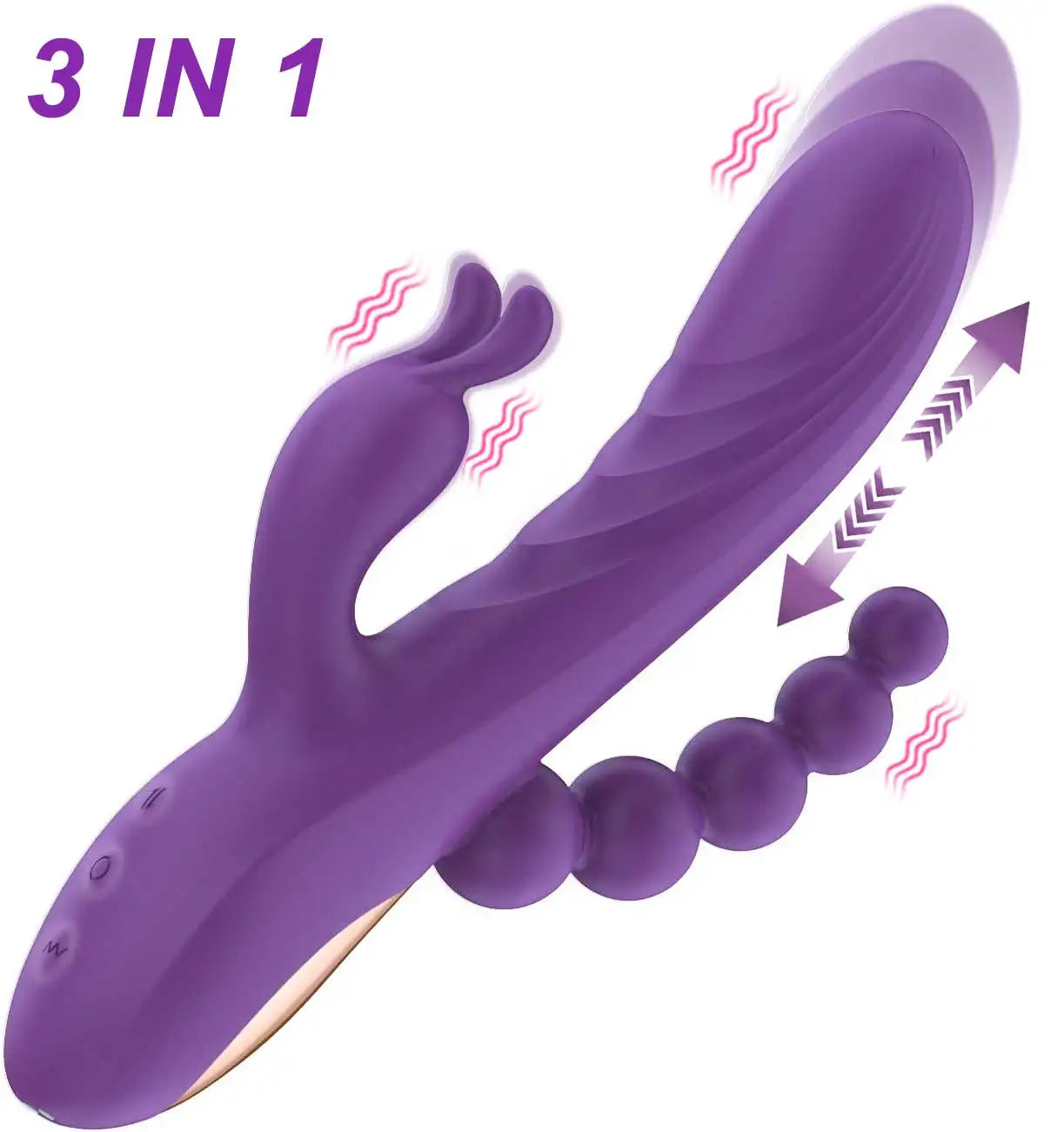Vibrador 3 en 1 | Punto G, Clítoris y Anal | 10 Modos | Silicona Médica