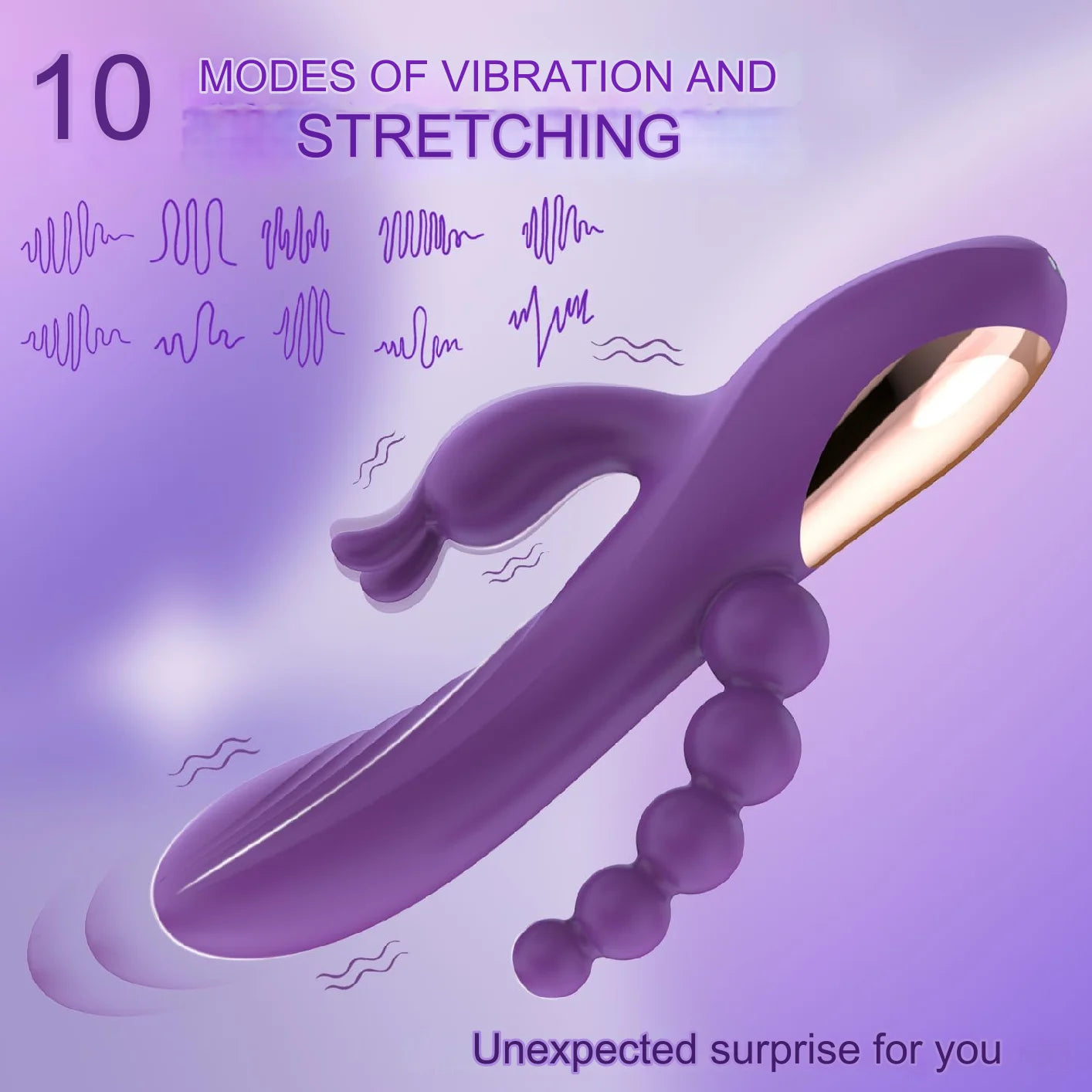 Vibrador 3 en 1 | Punto G, Clítoris y Anal | 10 Modos | Silicona Médica