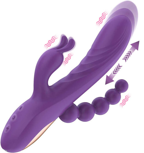 Vibrador 3 en 1 | Punto G, Clítoris y Anal | 10 Modos | Silicona Médica