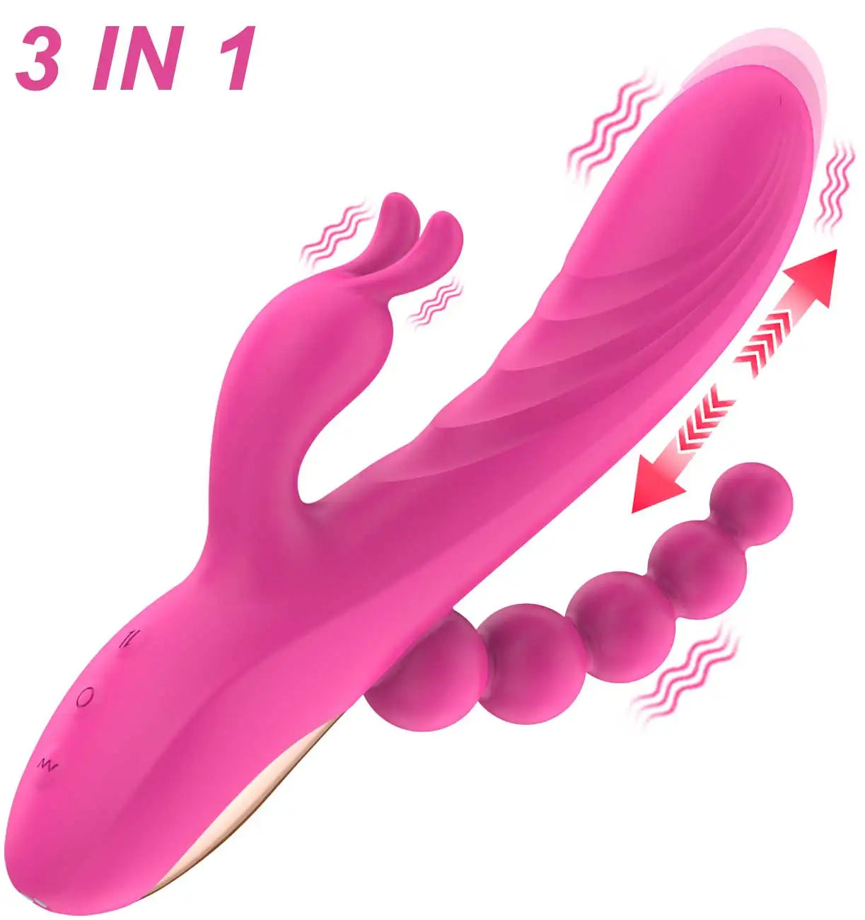 Vibrador 3 en 1 | Punto G, Clítoris y Anal | 10 Modos | Silicona Médica