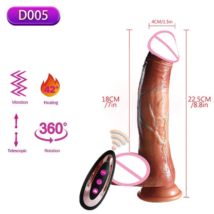 Vibrador Realista con Empuje y Vibración — Juguete Sexual para Ella y Él