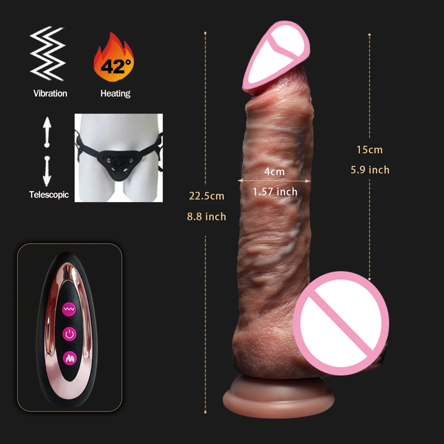 Vibrador Realista con Empuje y Vibración — Juguete Sexual para Ella y Él